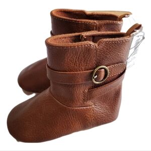 Old Navy Baby Girl Faux-Leather Tall Buckled Boots for Baby Size 6-12M